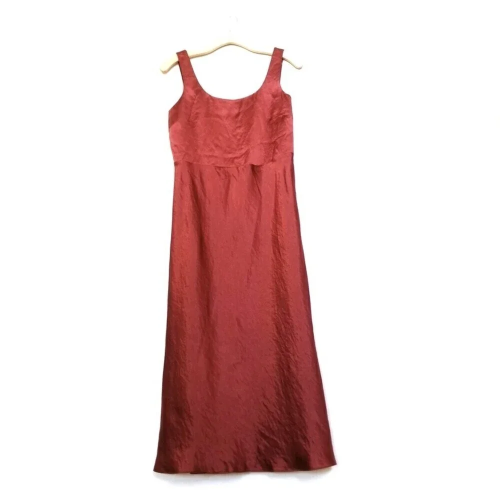 NWT Vince Minimal Quiet Luxury Slim Midi Slip Dress Sangre Red Satin 2 Cocktail - Picture 3 of 13